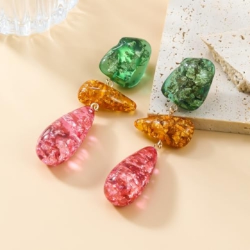 FRESMP Colorful Long Teardrop Dangle Earrings for Women