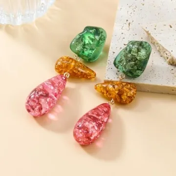 FRESMP Colorful Long Teardrop Dangle Earrings for Women