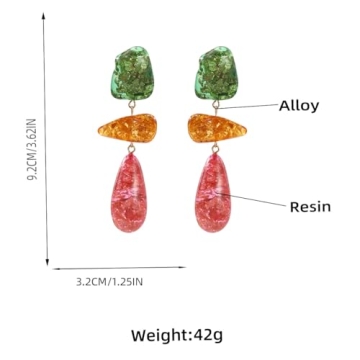 FRESMP Colorful Long Teardrop Dangle Earrings for Women