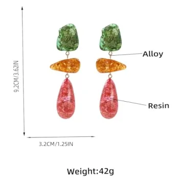 FRESMP Colorful Long Teardrop Dangle Earrings for Women