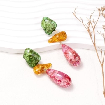 FRESMP Colorful Long Teardrop Dangle Earrings for Women