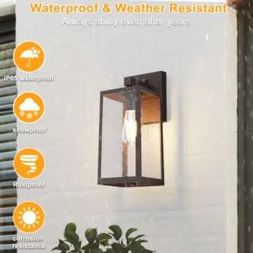 SHINE HAI Dusk to Dawn Outdoor Wall Lantern, Exterior Sensor Light Fixture with E26 Base Socket, Waterproof Wall Mount Sconce with Clear Glass Shade for Garage, Doorway (Dark Chocolate)