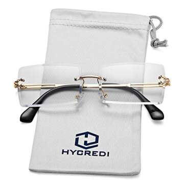 Rectangle Sunglasses for Men/Women Small Rimless Square Shade Eyewear (Tea + White)