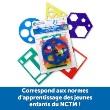 Learning Resources Primary Shapes Template Set - 5 Pieces, Ages 4+ Homeschool and Classroom Supplies, Geometric Shapes, Tracing Helper for Kids