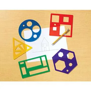 Learning Resources Primary Shapes Template Set - 5 Pieces, Ages 4+ Homeschool and Classroom Supplies, Geometric Shapes, Tracing Helper for Kids
