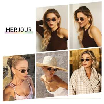 HERJOUR Oval Trendy Retro Sunglasses - Lightweight UV Protection for All