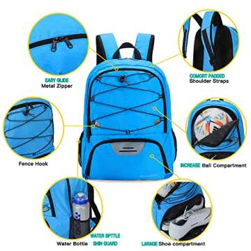Hsmihair Youth Soccer Bag-Soccer Backpack&Backpack for Football Basketball,with Ball Compartment Sep...