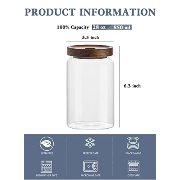 Kanwone Glass Storage Containers Set with Bamboo Lids