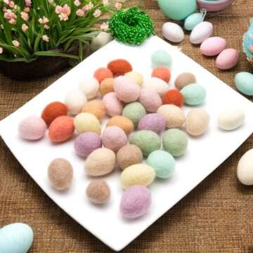 Mini Felt Eggs Easter Ornaments - 36 pcs for Decor