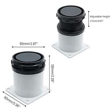 Kyuionty Set of 4 Adjustable Furniture Legs 2.4 Inch, Stainless Steel Furniture Legs Thickened Metal Cabinet Sofa Legs, Round Replacement Legs for Table, Cabinets, Shelves, Sofa (White)