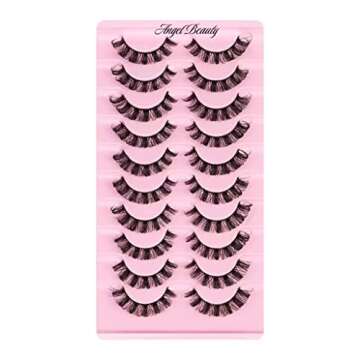 Volume Mink Russian Strip Lashes 10 Pairs - Natural & Wispy Styles by Angel Beauty