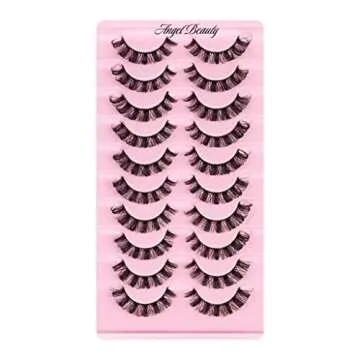 Volume Mink Russian Strip Lashes 10 Pairs - Natural & Wispy Styles by Angel Beauty