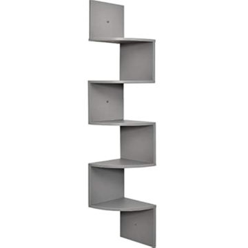 Greenco 5 Tier Corner Wall Shelf in Gray