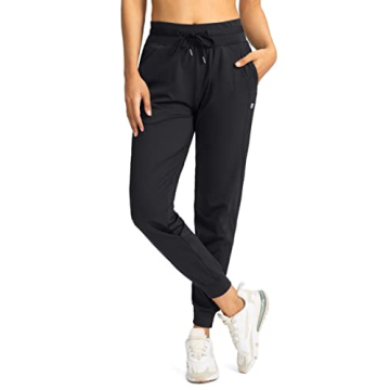 G Gradual Women's High Waisted Joggers with Zipper Pockets for Workout (Black, XS)