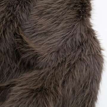 Mtsebmves Women's Cropped Faux Fur Jacket Long Sleeve Button Warm Winter Coats Shaggy Furry Outerwear with Pockets