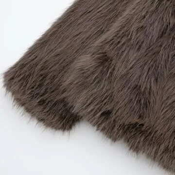 Mtsebmves Women's Cropped Faux Fur Jacket Long Sleeve Button Warm Winter Coats Shaggy Furry Outerwear with Pockets