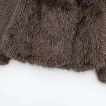 Mtsebmves Women's Cropped Faux Fur Jacket Long Sleeve Button Warm Winter Coats Shaggy Furry Outerwear with Pockets