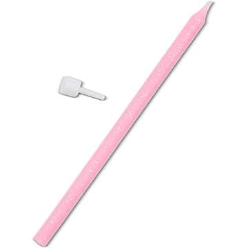 48-Pack Metallic Glitter Confetti Long Thin Birthday Cake Candles 5-Inch with Holders, 3 Colors