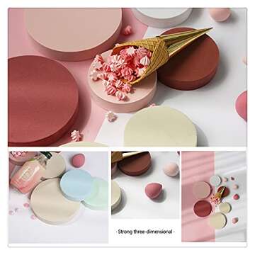 GISELA D 3Pcs Round Foam Stereo Geometric Photography Props Set Building Three-dimensional Shooting Backdrop Indoor Posing Photo Decor Background Ornament (Pink)