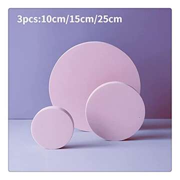 GISELA D 3Pcs Round Foam Stereo Geometric Photography Props Set Building Three-dimensional Shooting Backdrop Indoor Posing Photo Decor Background Ornament (Pink)