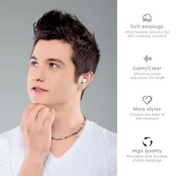 Jayine 2 Pairs Ear Plugs for Sleeping, Soft Full Silicone Ear Plugs for Noise Reduction 25dB, Reusab...