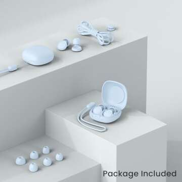 Jayine 2 Pairs Ear Plugs for Sleeping, Soft Full Silicone Ear Plugs for Noise Reduction 25dB, Reusable Hearing Protection Earplugs for Concert, Focus, Travel, 8 Ear Tips in S/M/L - Blue