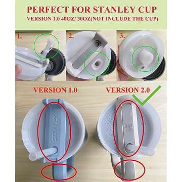 6PCS Stanley Silicone Spill leak Stopper Set for Stanley Cup 2.0 40oz/ 30oz,Tumbler Accessories,2 Straw Cover Cap, 2 Square Spill Stopper and 2 Round Leak Stopper(NOT INCLUDE CUP)