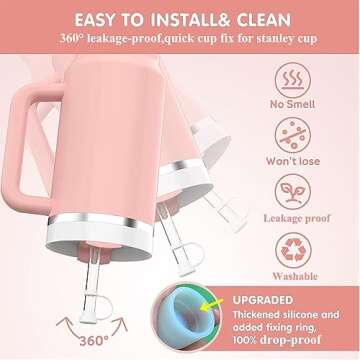 6PCS Stanley Silicone Spill leak Stopper Set for Stanley Cup 2.0 40oz/ 30oz,Tumbler Accessories,2 Straw Cover Cap, 2 Square Spill Stopper and 2 Round Leak Stopper(NOT INCLUDE CUP)