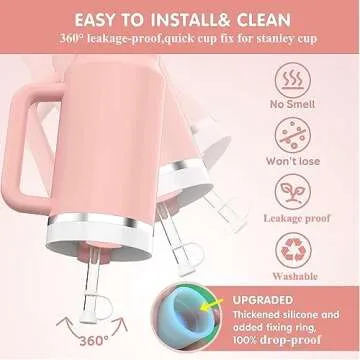 6PCS Stanley Silicone Spill leak Stopper Set for Stanley Cup 2.0 40oz/ 30oz,Tumbler Accessories,2 Straw Cover Cap, 2 Square Spill Stopper and 2 Round Leak Stopper(NOT INCLUDE CUP)