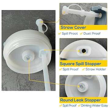 6PCS Stanley Silicone Spill leak Stopper Set for Stanley Cup 2.0 40oz/ 30oz,Tumbler Accessories,2 Straw Cover Cap, 2 Square Spill Stopper and 2 Round Leak Stopper(NOT INCLUDE CUP)