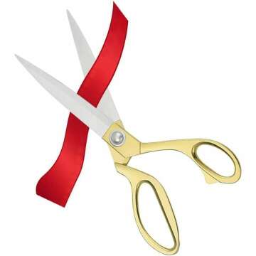 Aemoe Heavy Duty Ribbon Cutting Scissors - Large Gold for Ceremonies