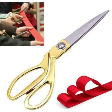 Aemoe 10.5" Gold Ribbon Cutting Scissors for Ceremonies