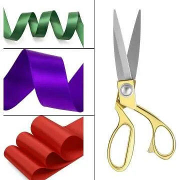 Aemoe 10.5" Gold Ribbon Cutting Scissors for Ceremonies
