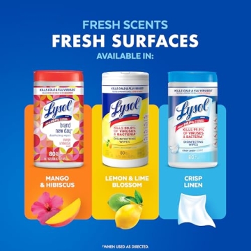 Lysol Disinfectant Wipes, 4 Pack for Effective Cleaning and Disinfection
