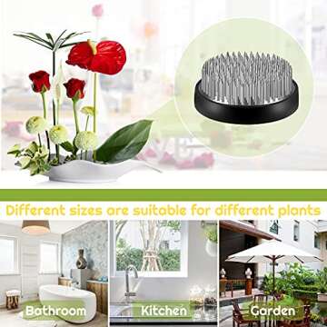 3 Pieces Flower Holder Floral Arranger Japanese Floral Pins Round Flower Arranger Floral Arrangement Holder for Flower Arrangement, Plant Fixation 0.91 Inch, 1.02 Inch, 2.36 Inch(Silver)