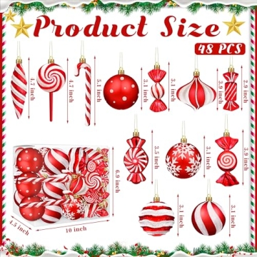 Candy Lollipop Christmas Ornaments Set - 48Pcs