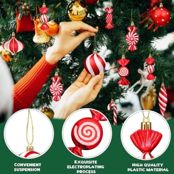 Candy Lollipop Christmas Ornaments Set - 48Pcs