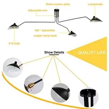 Xersbav Dimmable Modern Black Chandelier for Home