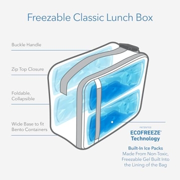 PackIt Freezable Classic Lunch Box, Checker Wave Olive, Built with ECOFREEZE Technology, Collapsible...