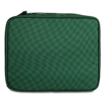 PackIt Freezable Classic Lunch Box, Checker Wave Olive, Built with ECOFREEZE Technology, Collapsible, Reusable, Zip Closure With Zip Front Pocket and Buckle Handle, Designed for Fresh Lunch On the Go