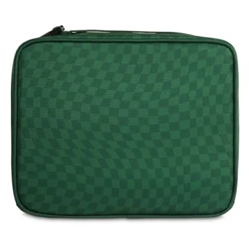 PackIt Freezable Classic Lunch Box, Checker Wave Olive, Built with ECOFREEZE Technology, Collapsible, Reusable, Zip Closure With Zip Front Pocket and Buckle Handle, Designed for Fresh Lunch On the Go