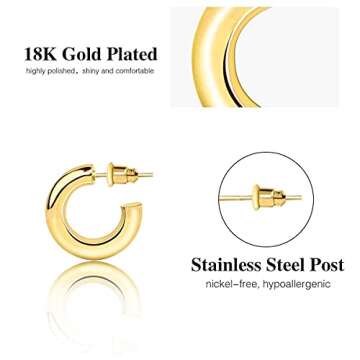 Wlane Chunky Gold Hoop Earrings for Stylish Women