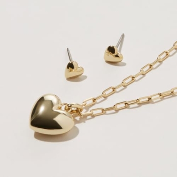 Ana Luisa 14K Gold Puffed Heart Necklace Elegant Adjustable