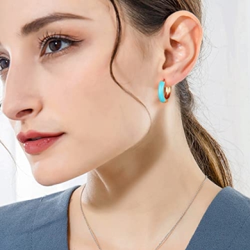 Lourny 18K Gold Plated Hypoallergenic Enamel Hoop Earrings