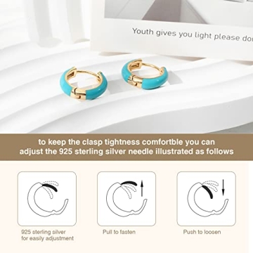 Lourny 18K Gold Plated Hypoallergenic Enamel Hoop Earrings