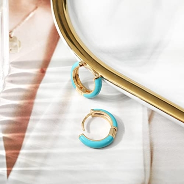 Lourny 18K Gold Plated Hypoallergenic Enamel Hoop Earrings