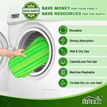 HOMEXCEL Microfiber Mop Pads for Swiffer Sweeper Cleaning
