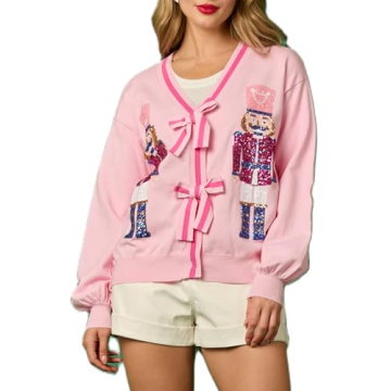 Cute Bow Tie Front Christmas Cardigan for Women