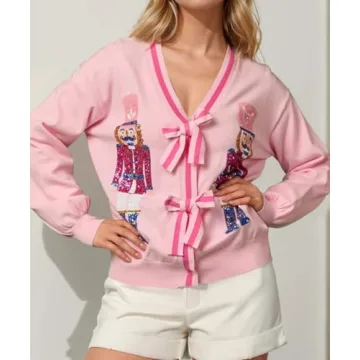 Cute Bow Tie Front Christmas Cardigan for Women