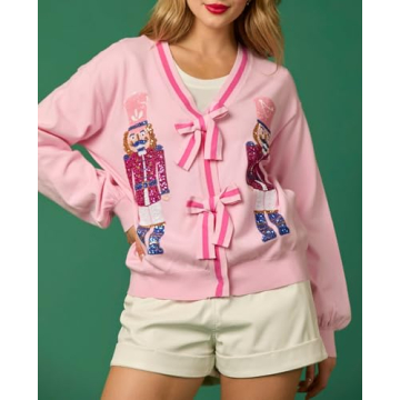 Cute Bow Tie Front Christmas Cardigan for Women